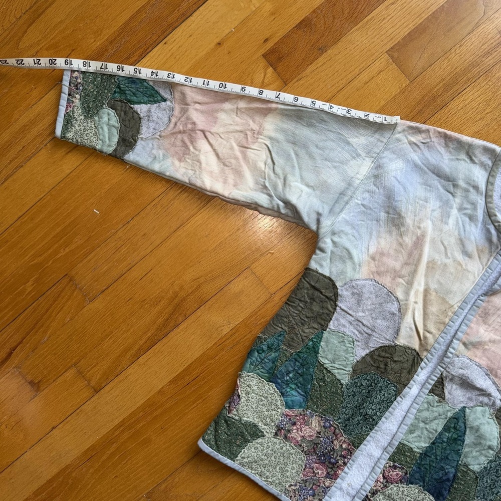 Vintage Jacket Multicolor Quilted Landscape Art To Wear Floral Cottagecore M* - Picture 11 of 11